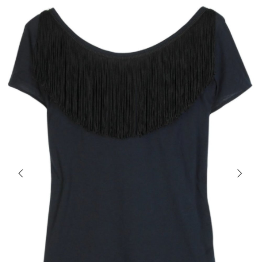 NWT 3.1 Philip Lim Navy 100% Cotton Backless Fringe Tee Shirt Top Dark Blue • S - Picture 4 of 12